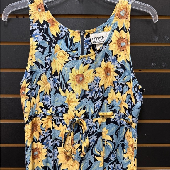 Decked Out Sunflower Floral Sleeveless Maxi Dress Size 5/6 Back Zip - Picture 2 of 6